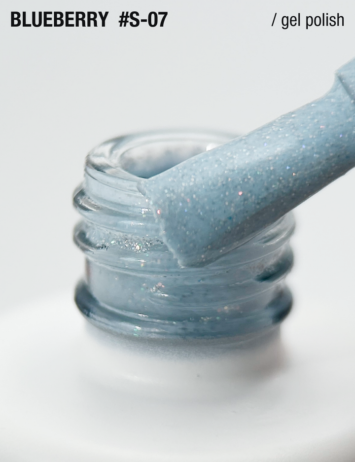 ADORE. Gel Polish, #S-07, Blueberry, 12 ml. Гель-лак, світлий блакитний, з шимером — Adore Professional, NAILSMADE