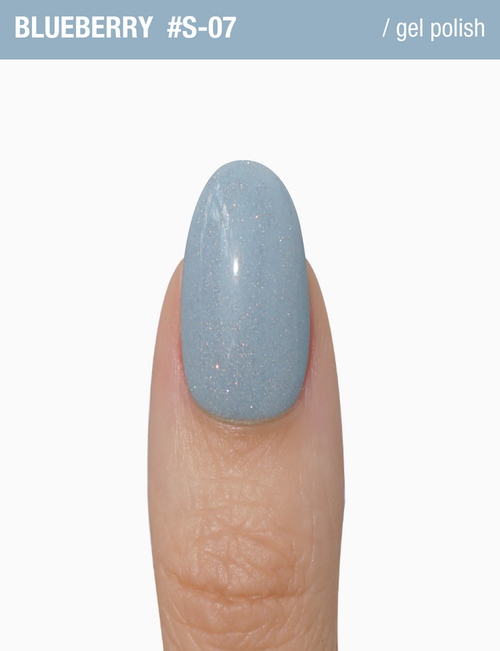 ADORE. Gel Polish, #S-07, Blueberry, 12 ml. Гель-лак, світлий блакитний, з шимером — Adore Professional, NAILSMADE