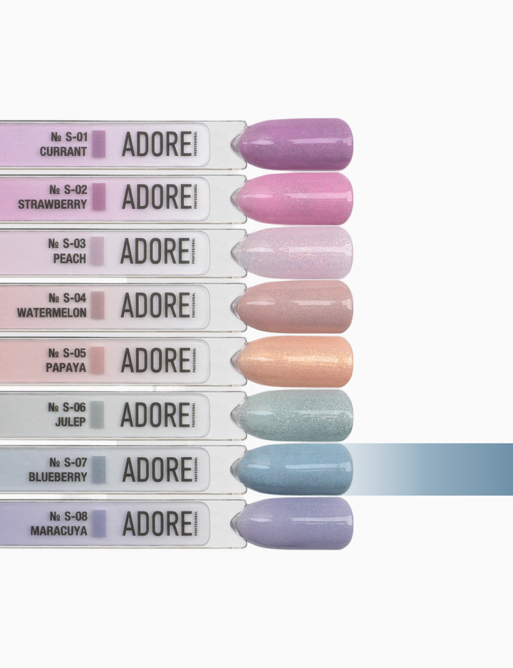 ADORE. Gel Polish, #S-07, Blueberry, 12 ml. Гель-лак, світлий блакитний, з шимером — Adore Professional, NAILSMADE