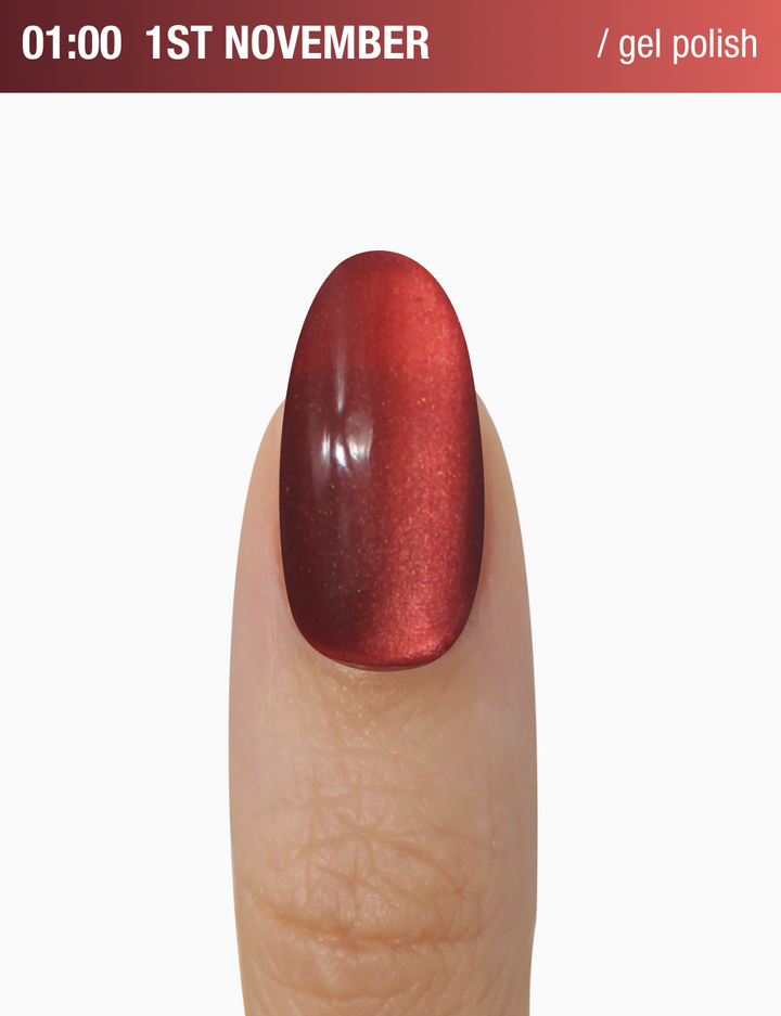 ADORE. Cat's Eye Gel Polish, 01:00, 12 ml. Гель-лак "котяче око" шовковий, цегляний червоний — Adore Professional, NAILSMADE