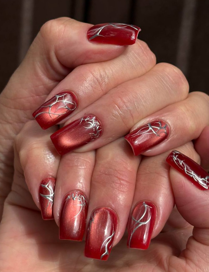 ADORE. Cat's Eye Gel Polish, 01:00, 12 ml. Гель-лак "котяче око" шовковий, цегляний червоний — Adore Professional, NAILSMADE