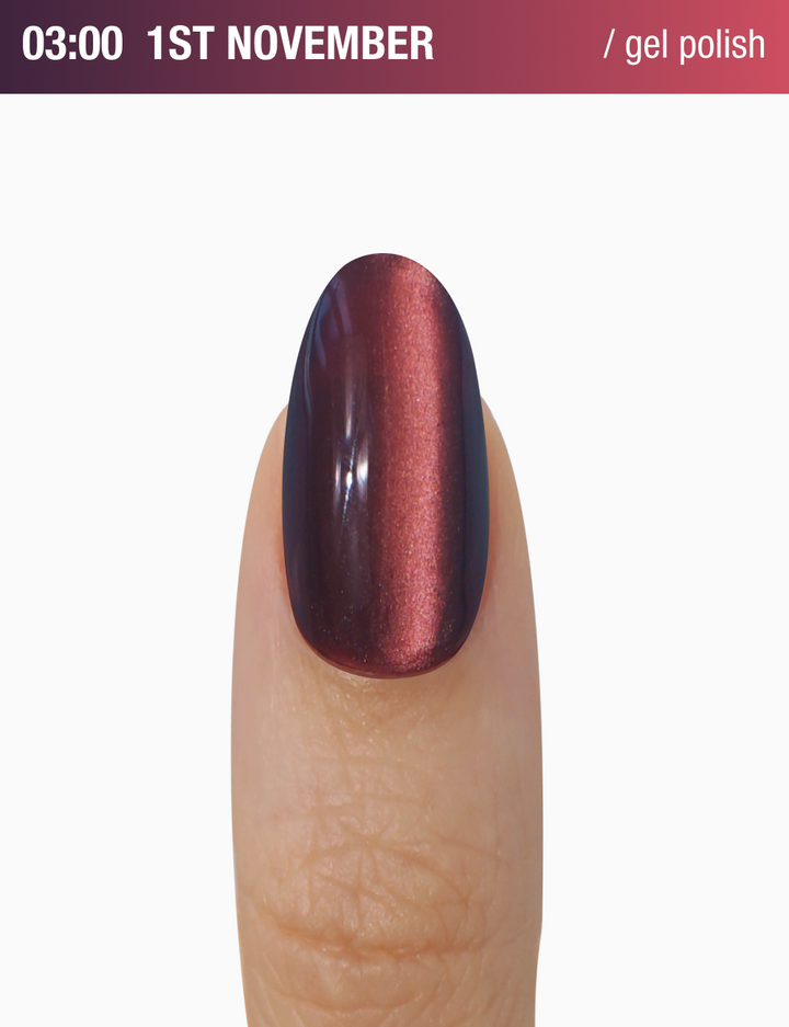 ADORE. Cat's Eye Gel Polish, 03:00, 12 ml. Гель-лак "котяче око" шовковий, багряний — Adore Professional, NAILSMADE
