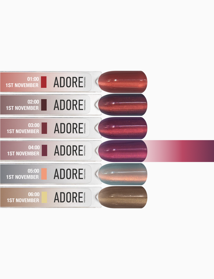ADORE. Cat's Eye Gel Polish, 04:00, 12 ml. Гель-лак "котяче око" шовковий, червоно-сливовий — Adore Professional, NAILSMADE