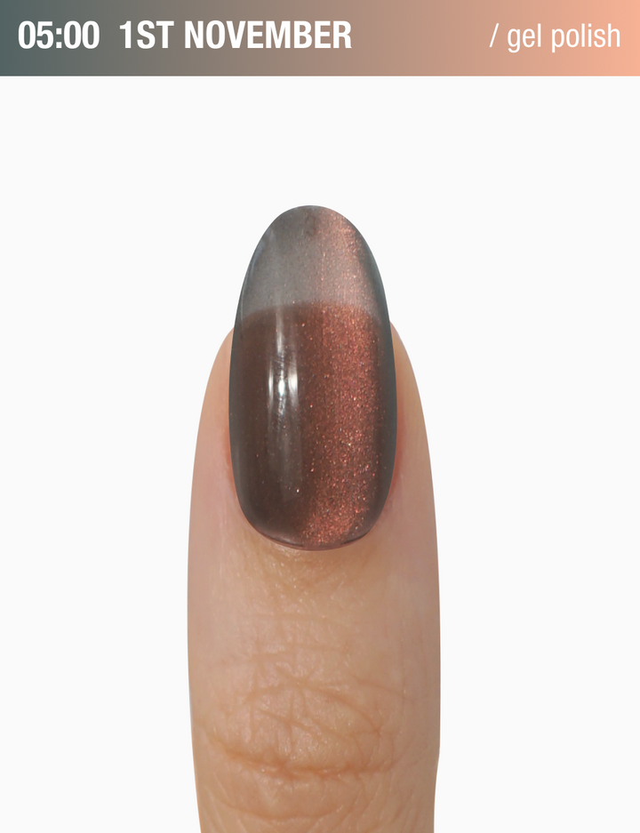 ADORE. Cat's Eye Gel Polish, 05:00, 12 ml. Гель-лак "котяче око" шовковий, складний сіро-бронзовий — Adore Professional, NAILSMADE