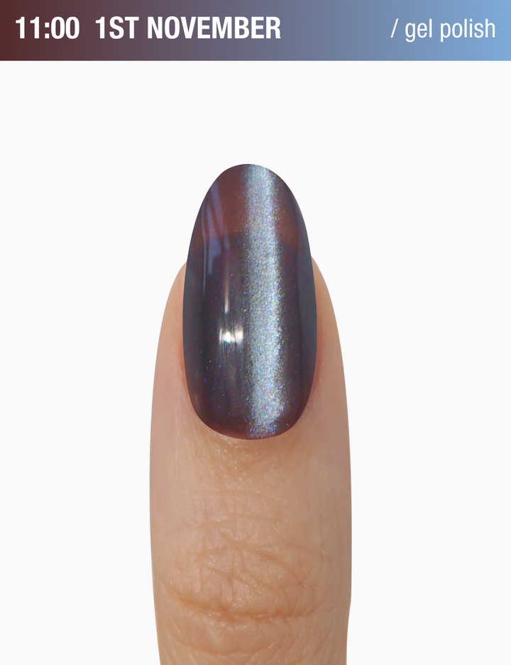 ADORE. Cat's Eye Gel Polish, 11:00, 12 ml. Гель-лак "котяче око" шовковий, коричнево-блакитний — Adore Professional, NAILSMADE
