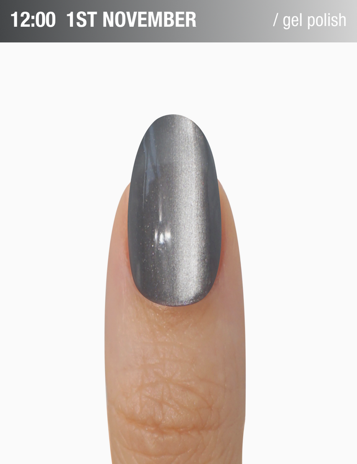 ADORE. Cat's Eye Gel Polish, 12:00, 12 ml. Гель-лак "котяче око" шовковий, чорно-сірий — Adore Professional, NAILSMADE