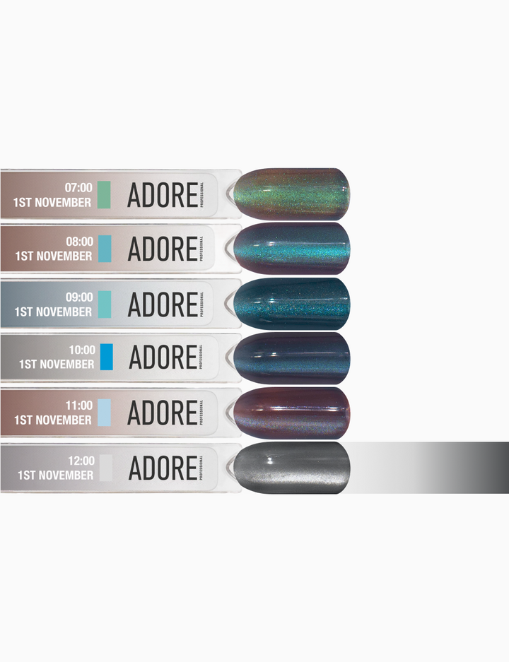 ADORE. Cat's Eye Gel Polish, 12:00, 12 ml. Гель-лак "котяче око" шовковий, чорно-сірий — Adore Professional, NAILSMADE