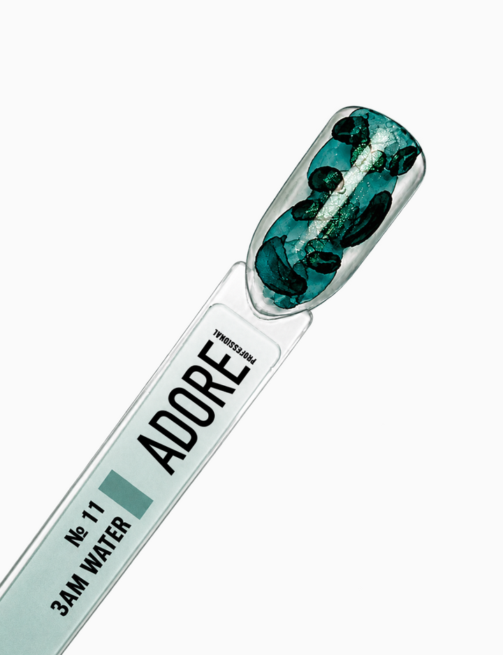 ADORE. Aqua Drops, #11, 5 ml. Рідкі акварельні краплі, зелено-бірюзовий з шимером — Adore Professional, NAILSMADE