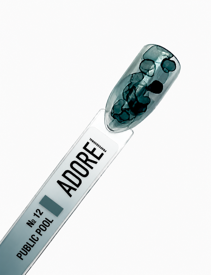 ADORE. Aqua Drops, #12, 5 ml. Рідкі акварельні краплі, темно-синій з шимером — Adore Professional, NAILSMADE