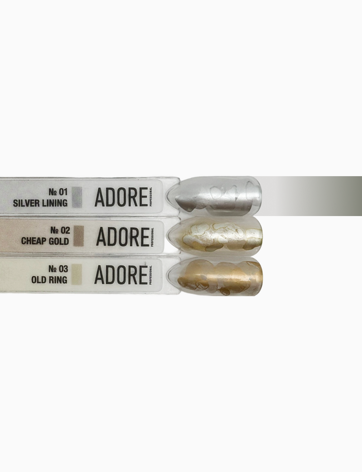 ADORE. Aqua Drops, #01, 5 ml. Рідкі акварельні краплі, срібло — Adore Professional, NAILSMADE