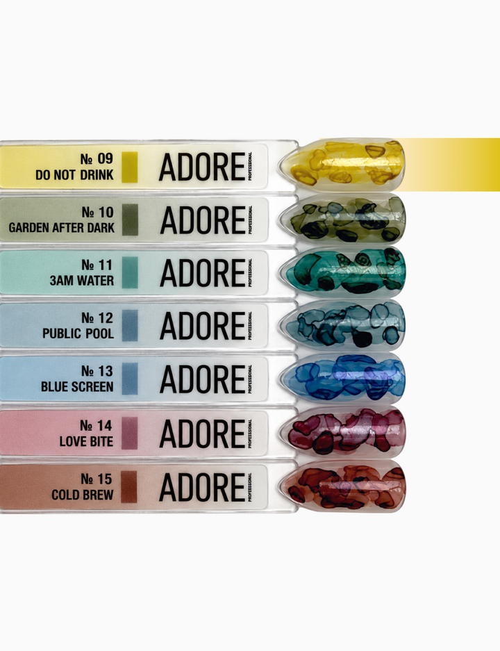 ADORE. Aqua Drops, #09, 5 ml. Рідкі акварельні краплі, лимонний з шимером — Adore Professional, NAILSMADE