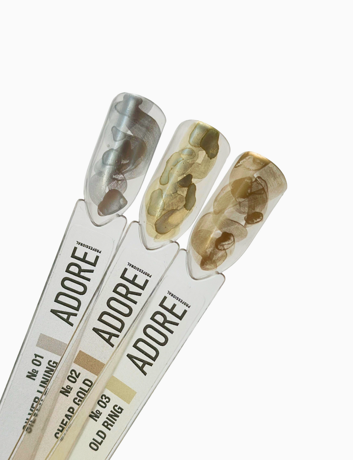 ADORE. Aqua Drops, #01, 5 ml. Рідкі акварельні краплі, срібло — Adore Professional, NAILSMADE
