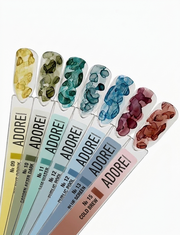 ADORE. Aqua Drops, #13, 5 ml. Рідкі акварельні краплі, синій з шимером — Adore Professional, NAILSMADE