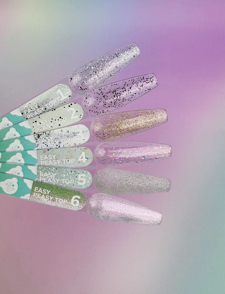 You Are Cute. Easy Peasy Top Coat, #2, 5 ml, transparentes Top mit schwarzen Partikeln #4