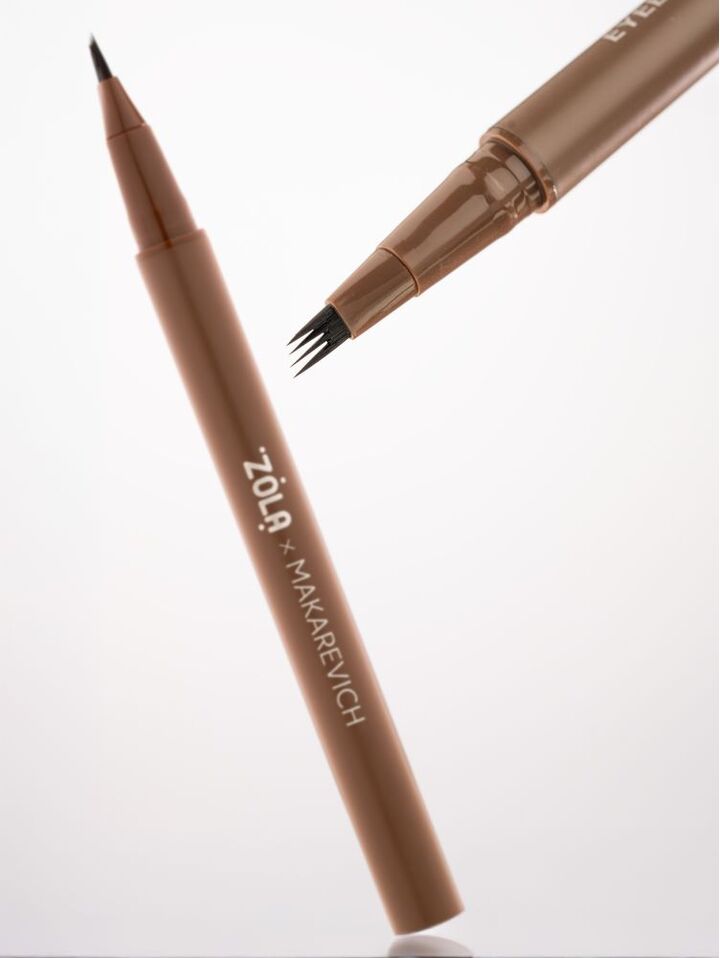 ZOLA x Makarevich. Eyebrow Liner, Quard Brush, Light Brown. Лайнер для брів з квадро-пензлем, світло-коричневий #3