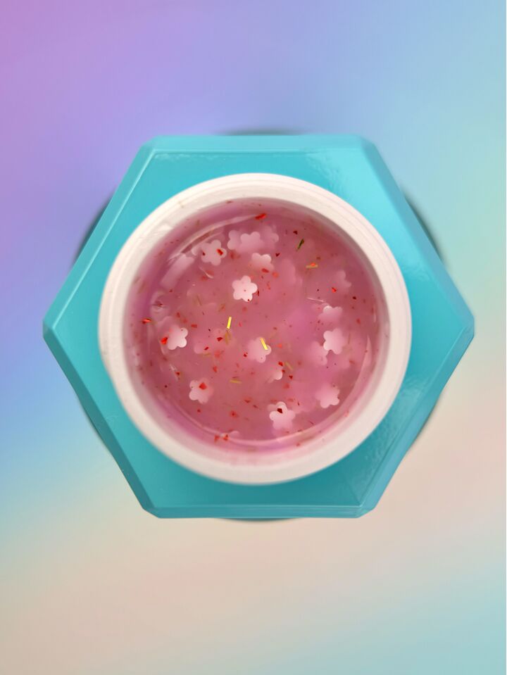 You Are Cute. Builder Gel #23, 15 ml, гель для нарощування з білими квіточками та кольоровими частинками #2