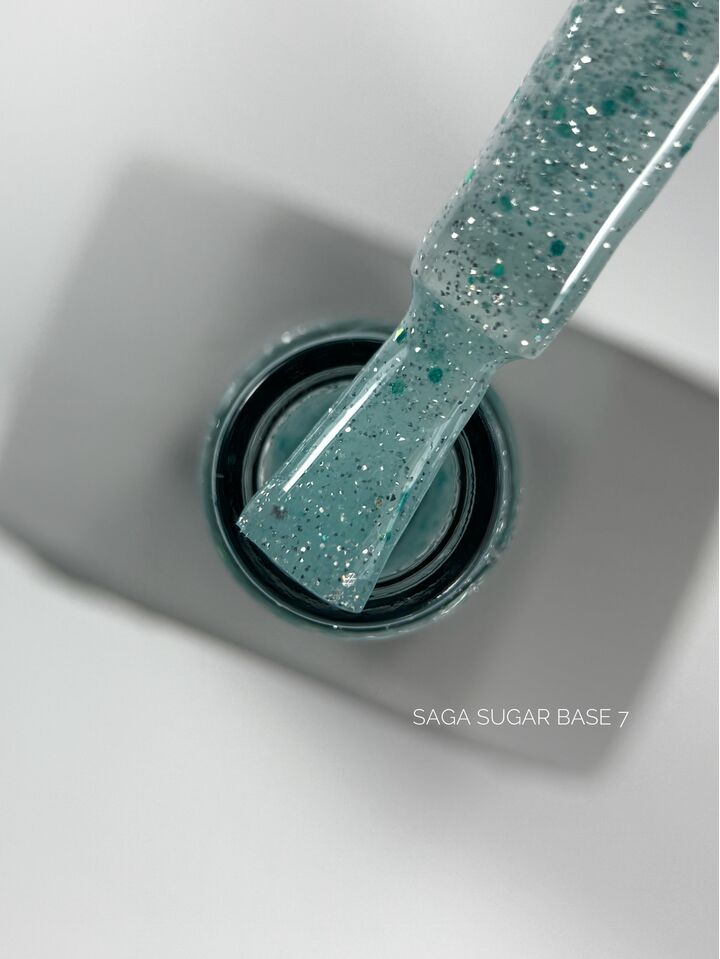 SAGA. Sugar base, #07, 10 ml. Кольорова база з блискітками #2