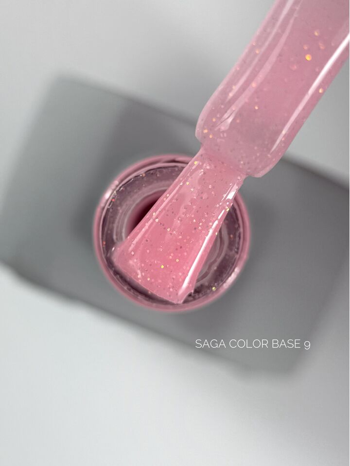 SAGA. Color base, #09, 10 ml. Кольорова база з шимером #1