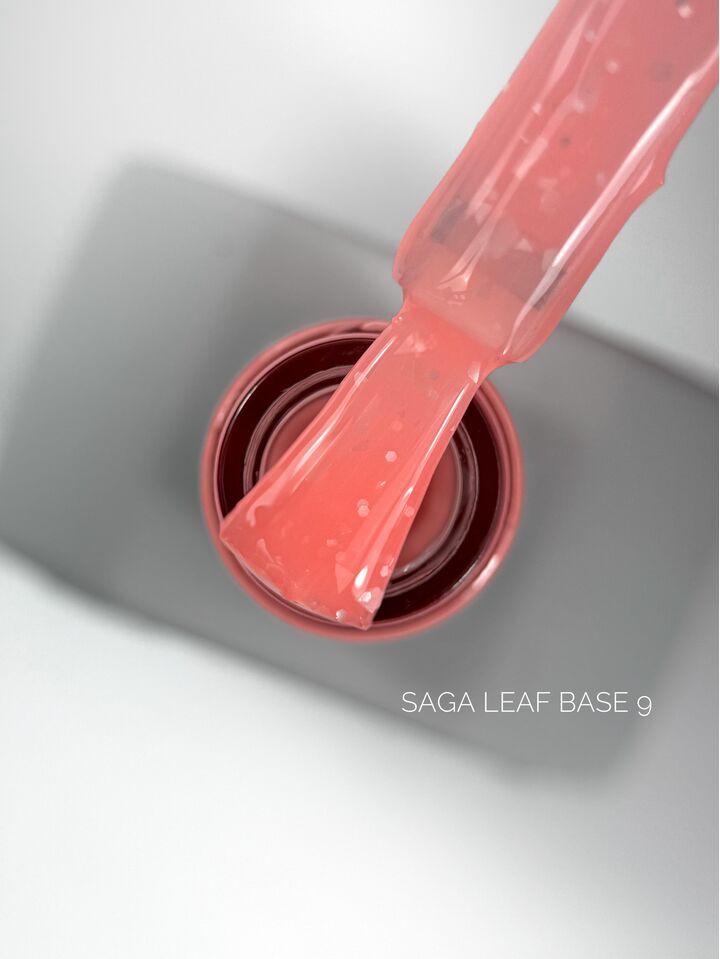 SAGA. Leaf base, #09, 10 ml. Кольорова база із білою поталлю #1
