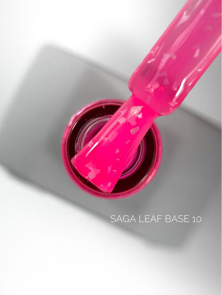 SAGA. Leaf base, #10, 10 ml. Кольорова база із білою поталлю #1