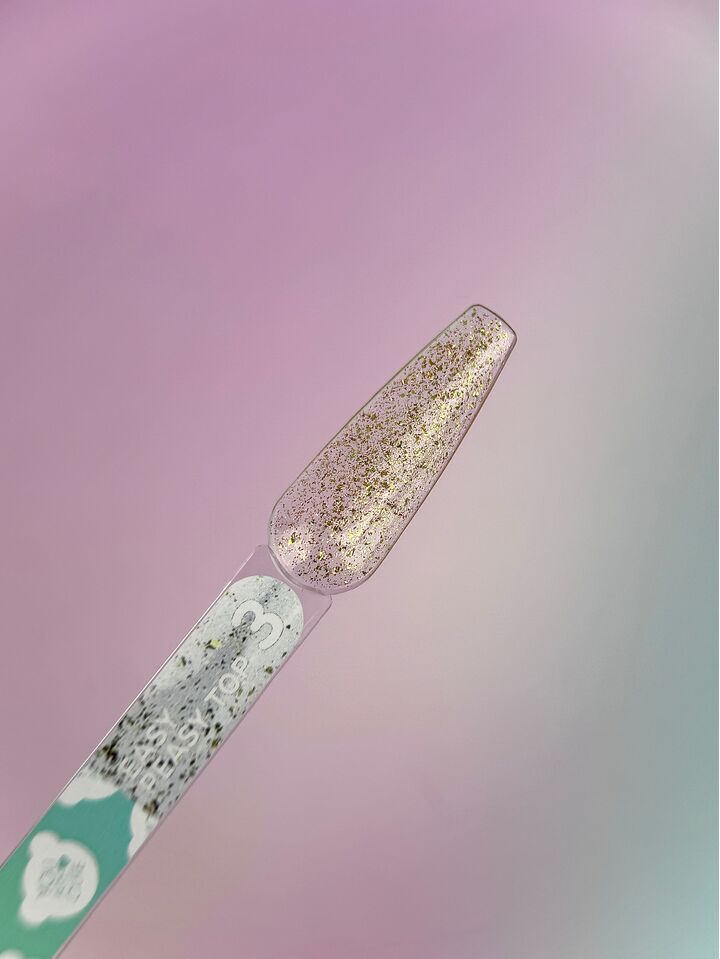 You Are Cute. Easy Peasy Top Coat, #3, 5 ml, przezroczysty top ze złotą folią #3