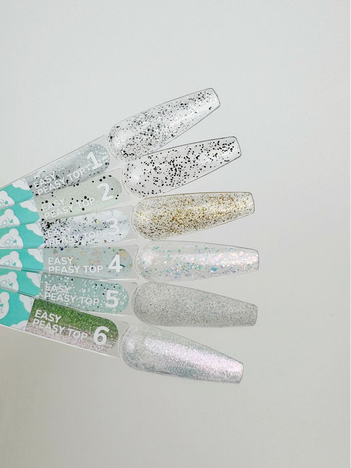 You Are Cute. Easy Peasy Top Coat, #3, 5 ml, przezroczysty top ze złotą folią #5