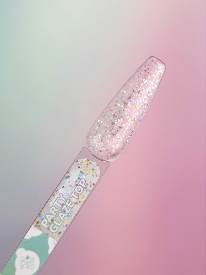 You Are Cute. Party Glaze Top Coat, 5 ml, топ із різнокольоровим сяйвом — You Are Cute, NAILSMADE
