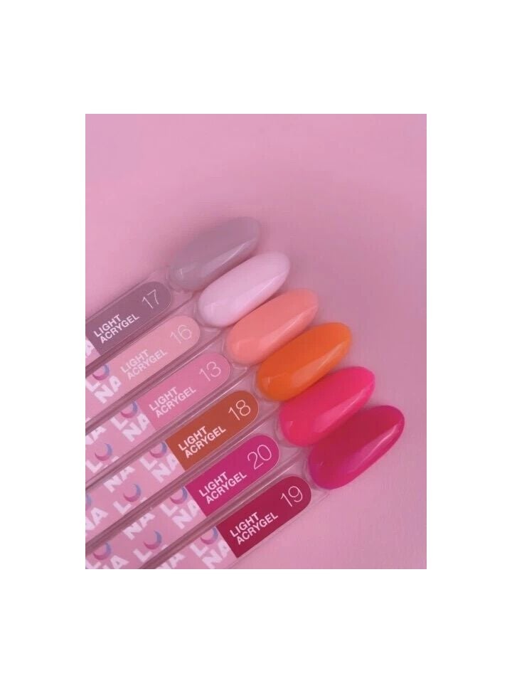 LUNAmoon. Light Acrygel #19 Neon ruby, 13 ml, gel líquido, neón rubí #2