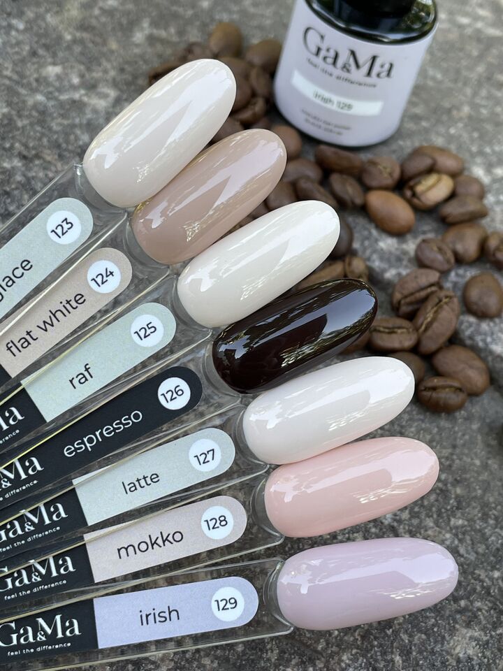 GA&MA. Gel polish #124 FLAT WHITE, 10 ml, gel polish, Flat white #3