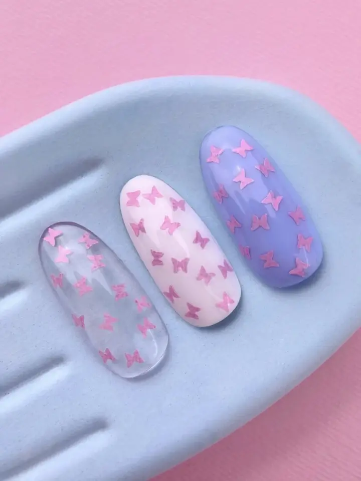 LUNAmoon. Pink Butterfly Top Coat, 13 ml, top z różowymi motylkami #3