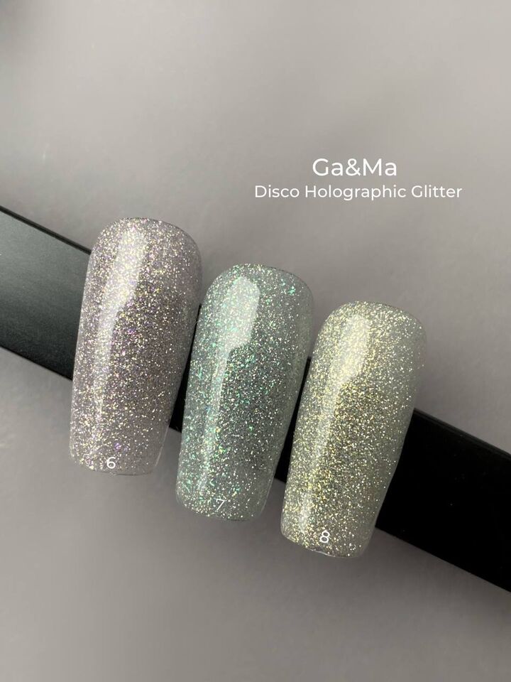 GA&MA. Reflective Gel polish, HOLOGRAPHIC GLITTER #8, 10 ml, гель-лак світловідбиваючий ( попередня упаковка) #2