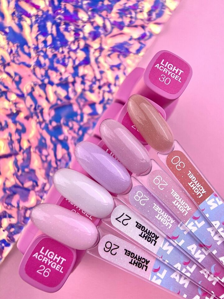 LUNAmoon. Light Acrygel #28 Lila claro con brillo, 13 ml, gel líquido, lila claro con brillo #5