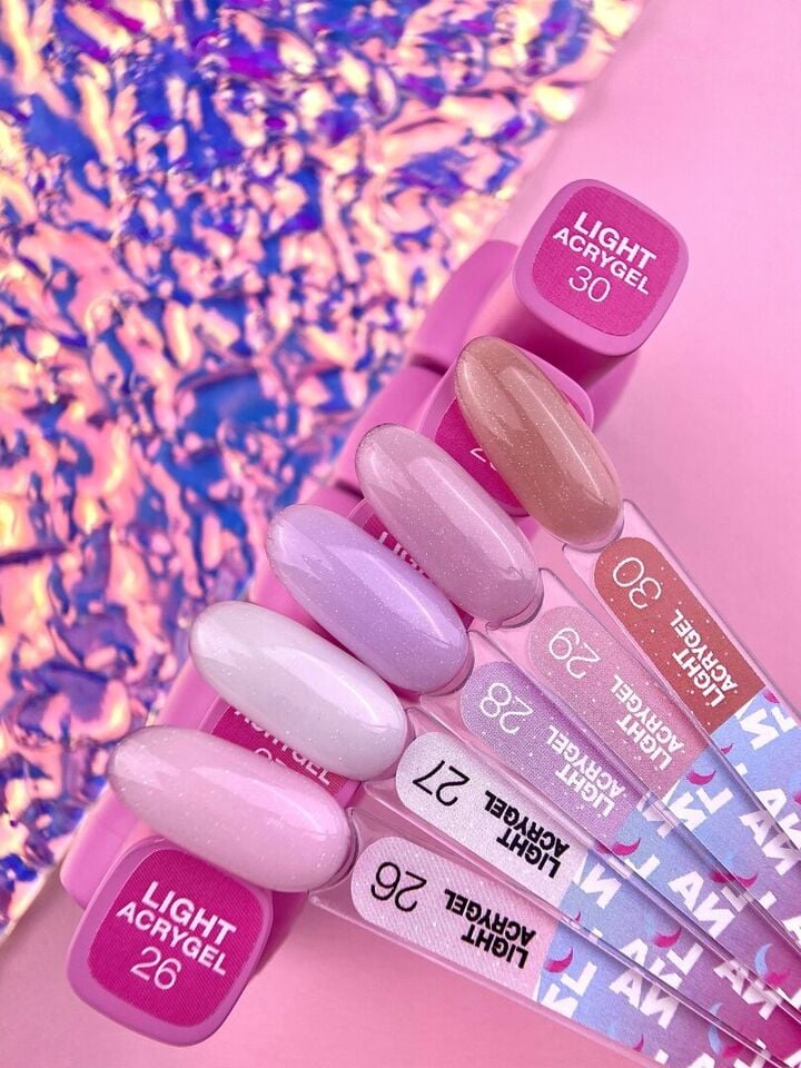 LUNAmoon. Light Acrygel #29 Rosa violeta con brillo, 13 ml, gel líquido, rosa violeta con brillo #5