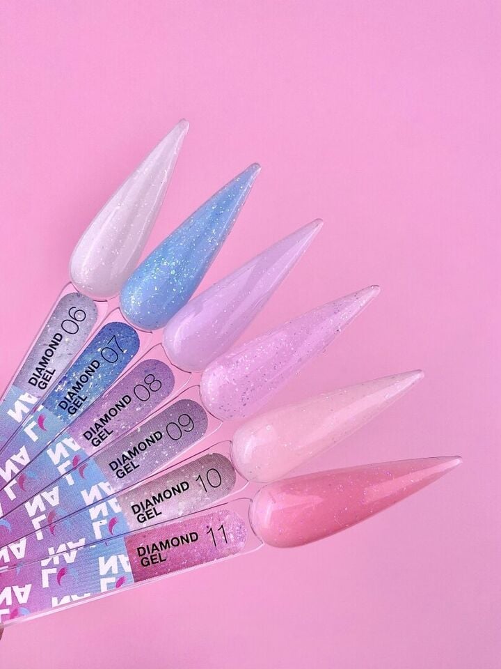 LUNAmoon. Diamond Builder Gel #8, 15 ml, gel para extensión con purpurina #2