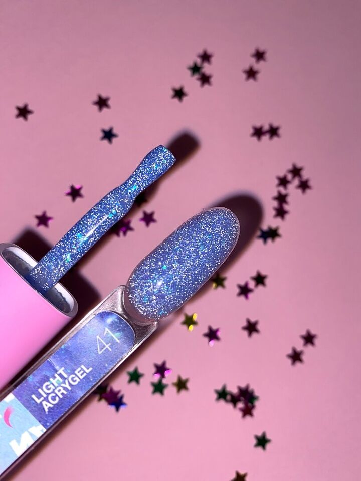 LUNAmoon. Light Acrygel #41 Dark blue shimmer, 13 ml, світловідбиваючий рідкий гель, темно-синій з шимером #6