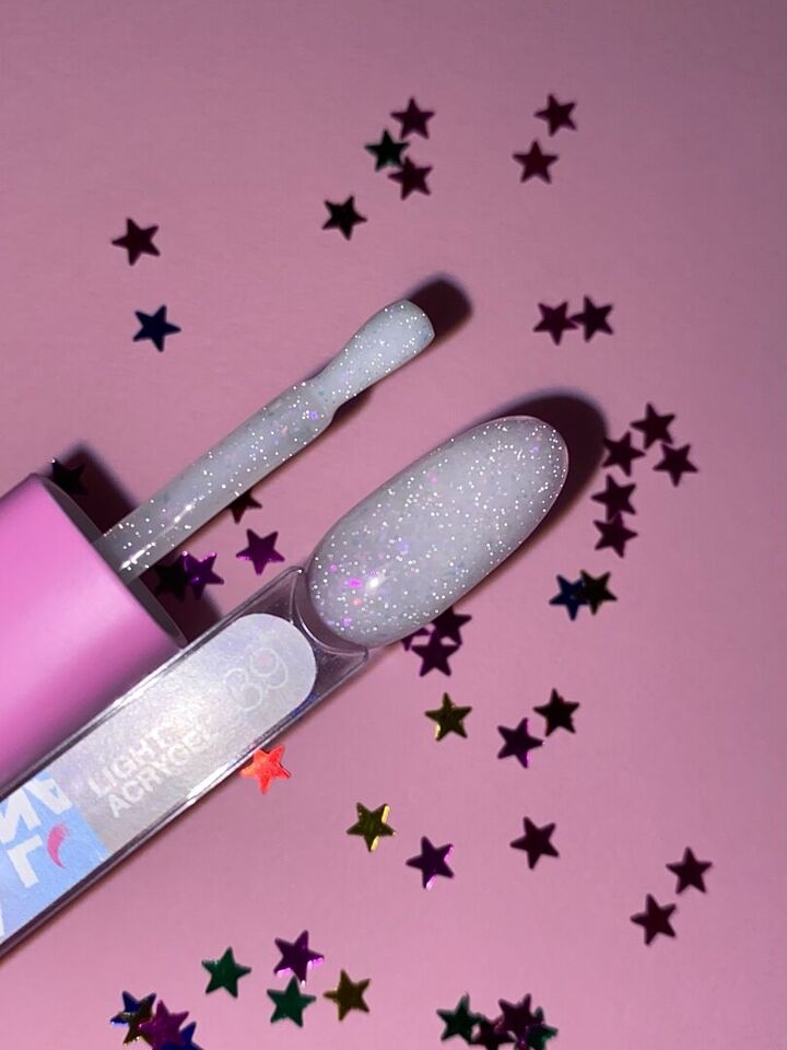 LUNAmoon. Light Acrygel #39 Milky shimmer, 13 ml, gel liquide réfléchissant la lumière, laiteux avec shimmer #5