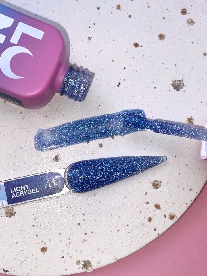LUNAmoon. Light Acrygel #41 Dark blue shimmer, 13 ml, світловідбиваючий рідкий гель, темно-синій з шимером #5