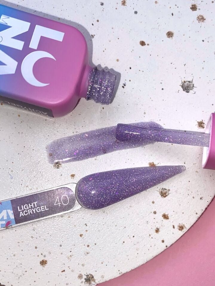 LUNAmoon. Light Acrygel #40 Lilac shimmer, 13 ml, gel líquido reflectante, lila con shimmer #5