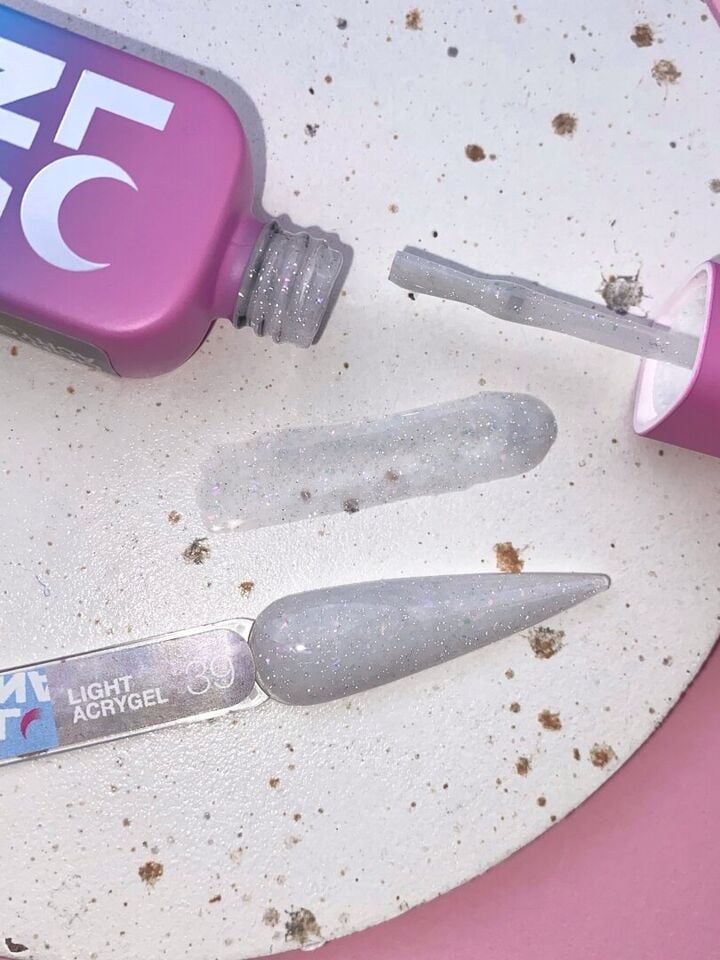 LUNAmoon. Light Acrygel #39 Milky shimmer, 13 ml, gel liquide réfléchissant la lumière, laiteux avec shimmer #6