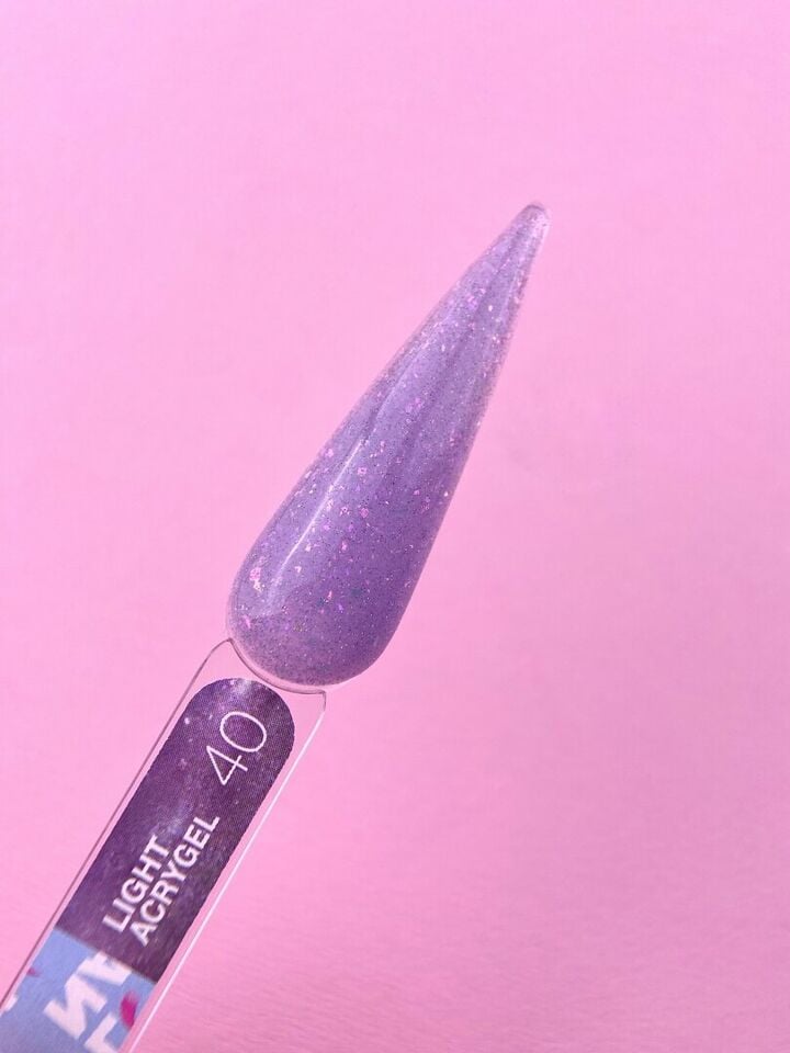 LUNAmoon. Light Acrygel #40 Lilac shimmer, 13 ml, gel líquido reflectante, lila con shimmer #3