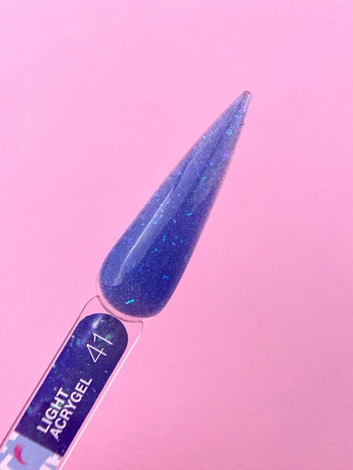 LUNAmoon. Light Acrygel #41 Dark blue shimmer, 13 ml, світловідбиваючий рідкий гель, темно-синій з шимером #3