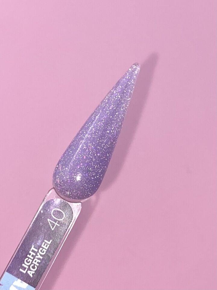 LUNAmoon. Light Acrygel #40 Lilac shimmer, 13 ml, gel líquido reflectante, lila con shimmer #4