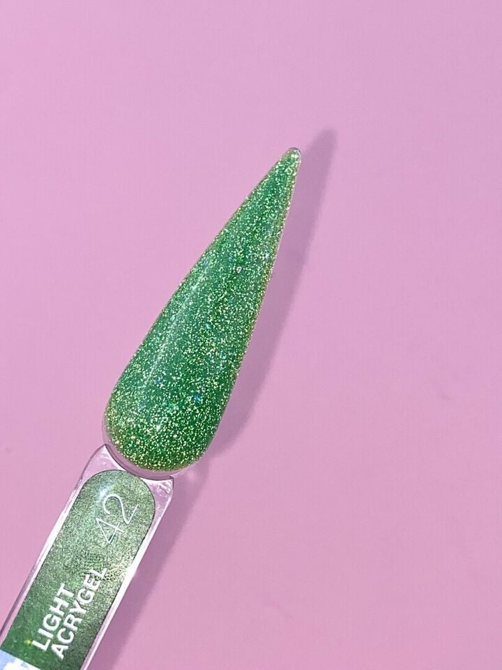 LUNAmoon. Light Acrygel #42 Green shimmer, 13 ml, gel líquido reflectante, verde con shimmer #5