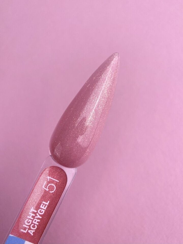 LUNAmoon. Light Acrygel #51 Pink beige with shimmer, 13 ml, gel líquido para fortalecer, rosa beige con shimmer #3