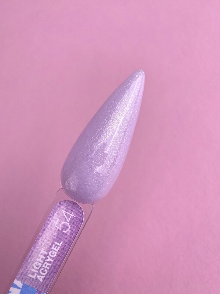 LUNAmoon. Light Acrygel #54 Pale purple with shimmer, 13 ml, gel líquido para fortalecer, púrpura pálido con shimmer #3