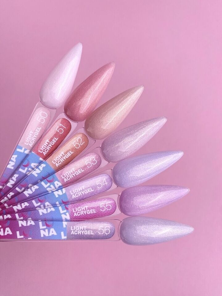 LUNAmoon. Light Acrygel #51 Pink beige with shimmer, 13 ml, gel líquido para fortalecer, rosa beige con shimmer #4