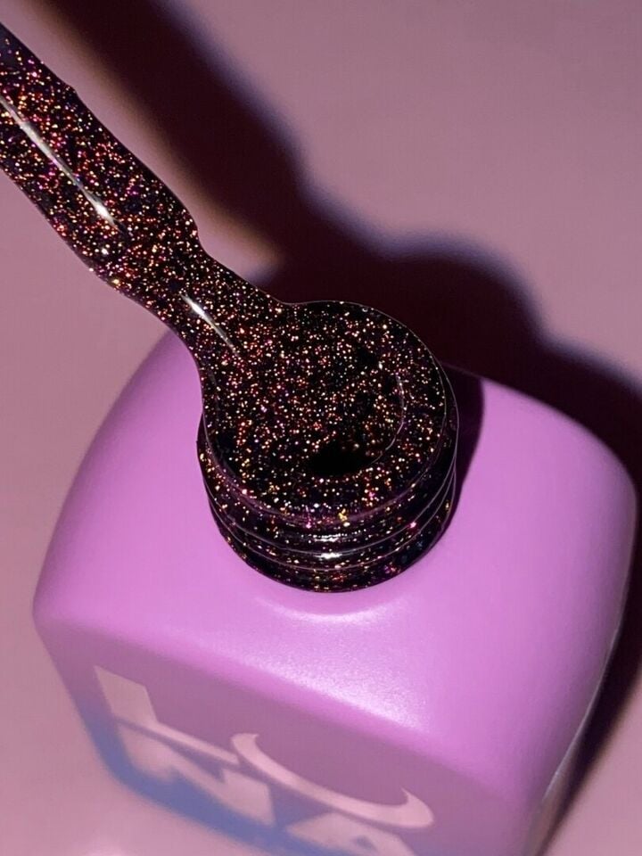 LUNAmoon. Light Acrygel #61 Blakish purple with shimmer, 13 ml, світловідбиваючий рідкий гель для укріплення, чорно-фіолетовий з шимером #3