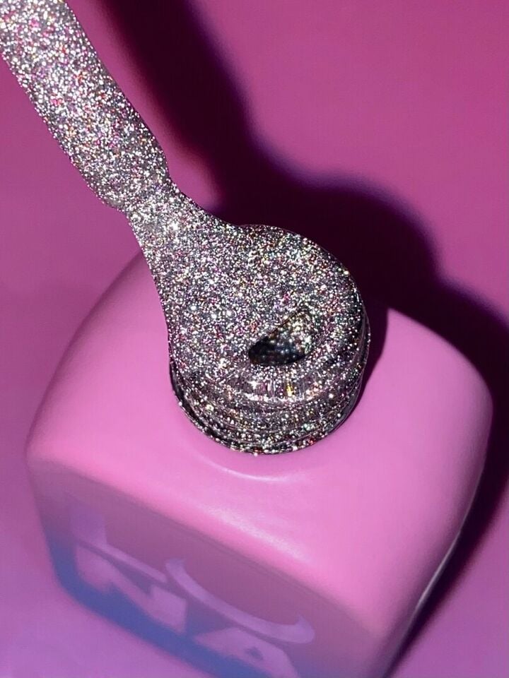 LUNAmoon. Light Acrygel #62 Silver shimmer, 13 ml, світловідбиваючий рідкий гель для укріплення, срібний шимер #3