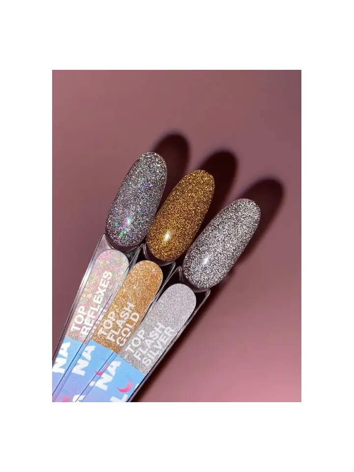 LUNAmoon. Flash Gold Top Coat, Reflective, 13 ml, top coat refletor #4