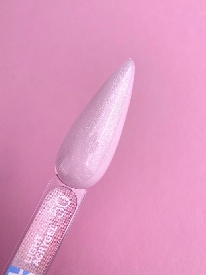 LUNAmoon. Light Acrygel #50 Light pink with shimmer, 30 ml, gel líquido para fortalecer, rosa claro con brillo #4